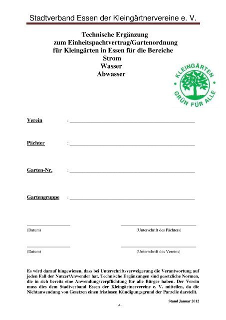 Technische Erga Nzung Zum Einheitspachtvertrag Stadtverband