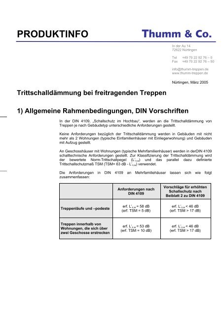 TrittschalldÃ¤mmung bei freitragenden Treppen - Thumm-co.de