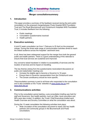 Merger consultationsummary 1. Introduction 2. Executive summary 3 ...