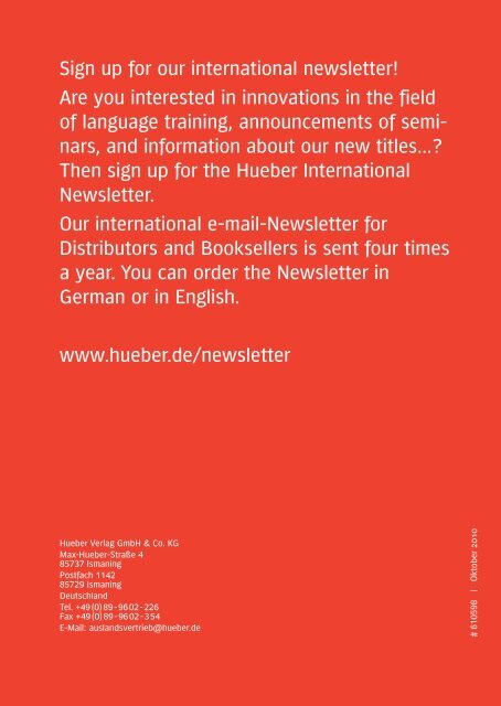 Novelties 2009/2010 German Language Teaching - Hueber