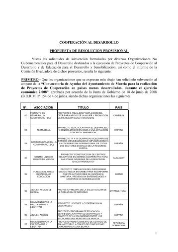 Propuesta de resoluciÃ³n provisional - Ayuntamiento de Murcia