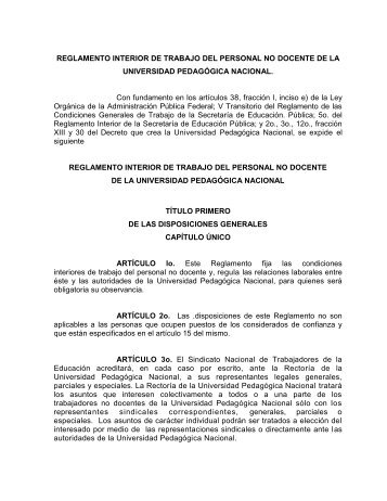 Reglamento Interor de Trabajo del Personal No Docente de la UPN ...