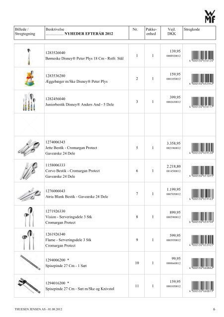 WMF bestik efterÃ¥r 2012 - Thuesen Jensen AS