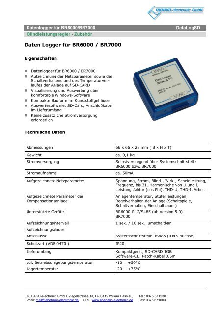 Datenblatt - Ebehako-Electronic GmbH