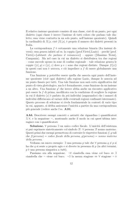 ESERCIZI DI AVVIAMENTO - Sezione di Matematica