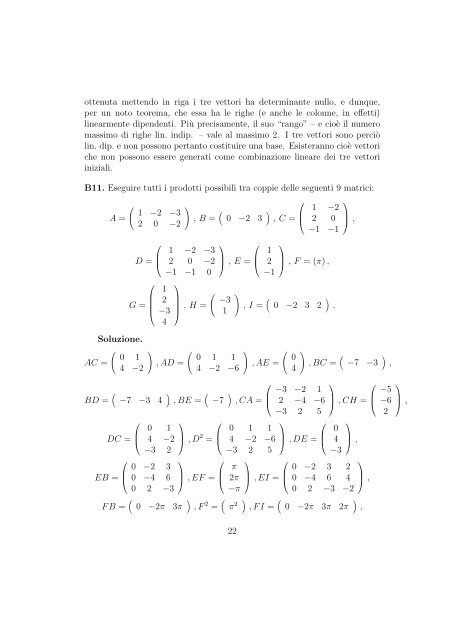 ESERCIZI DI AVVIAMENTO - Sezione di Matematica