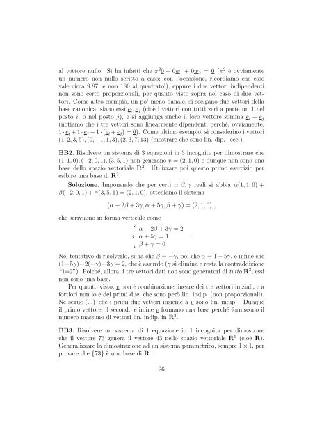 ESERCIZI DI AVVIAMENTO - Sezione di Matematica