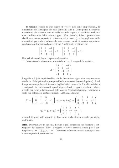 ESERCIZI DI AVVIAMENTO - Sezione di Matematica