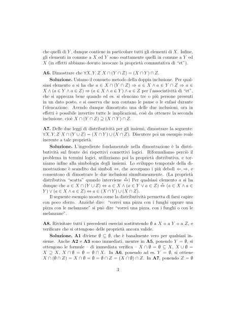 ESERCIZI DI AVVIAMENTO - Sezione di Matematica