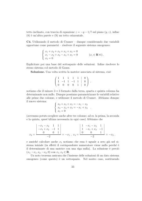 ESERCIZI DI AVVIAMENTO - Sezione di Matematica