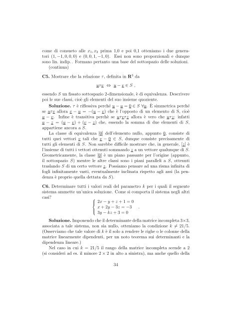 ESERCIZI DI AVVIAMENTO - Sezione di Matematica