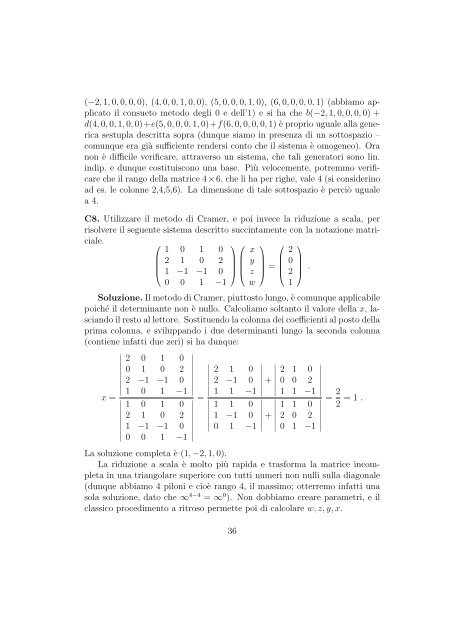 ESERCIZI DI AVVIAMENTO - Sezione di Matematica