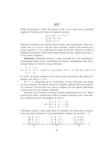 ESERCIZI DI AVVIAMENTO - Sezione di Matematica