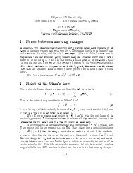 1 Force between moving charges 2 Relativistic Ohm's Law