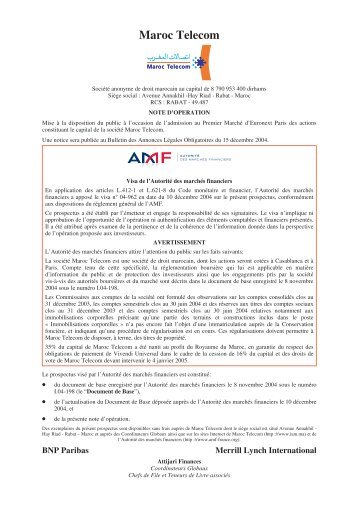 Note d'opÃƒÂ©ration (AMF) (FR) - Maroc Telecom