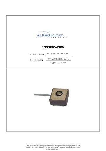 AMC-ANTGPS2AP10X4 Active Patch GPS Antenna Datasheet