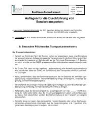 Auflagen für die Durchführung von Sondertransporten: - Wuapaa