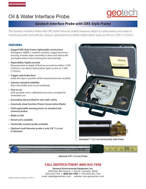 Geotech Interface Probe with ORS-Style Frame - GWM-Engineering ...