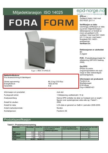 MiljÃ¸deklarasjon ISO 14025 - Foraform