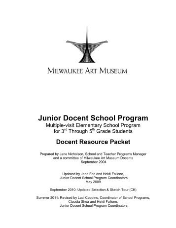 Junior Docent School Program - Milwaukee Art Museum