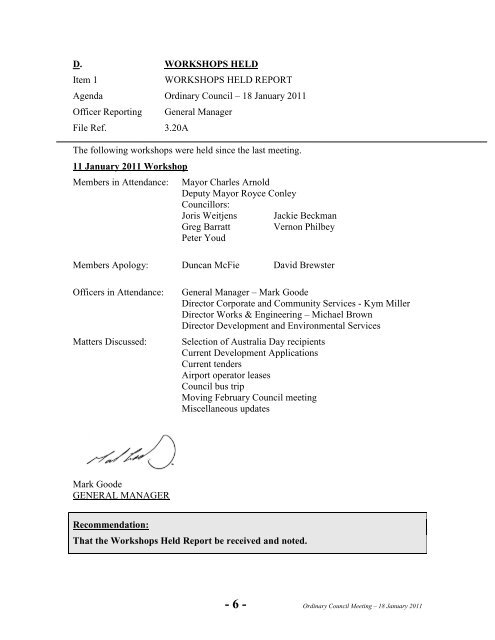 Agenda 18 January 2011 - King Island Council