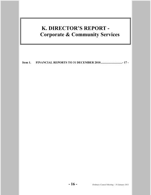 Agenda 18 January 2011 - King Island Council