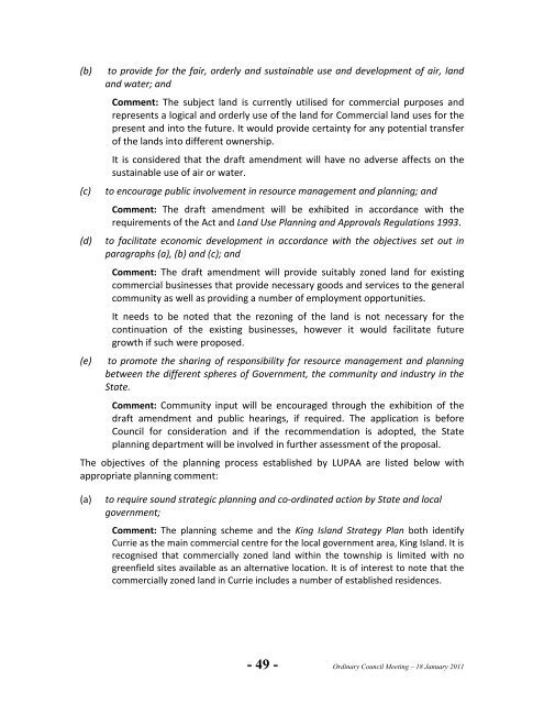 Agenda 18 January 2011 - King Island Council