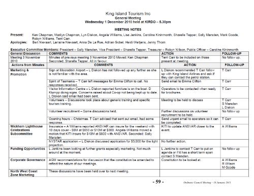 Agenda 18 January 2011 - King Island Council