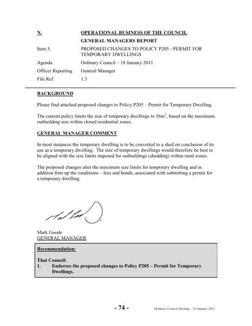 Agenda 18 January 2011 - King Island Council