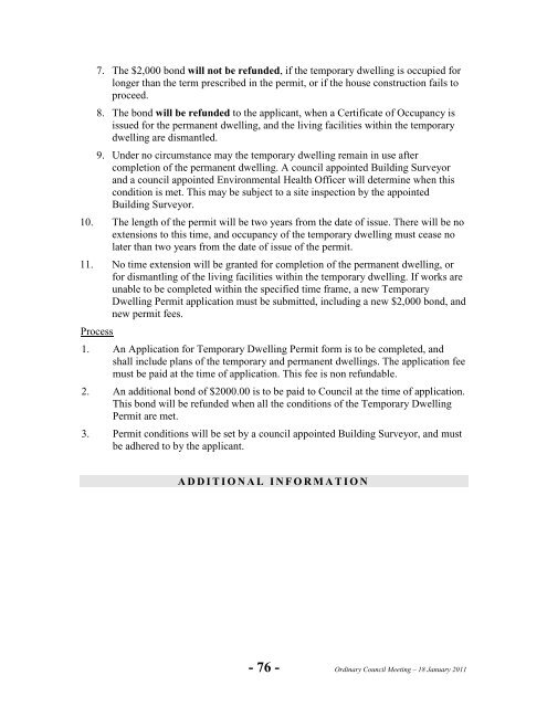 Agenda 18 January 2011 - King Island Council