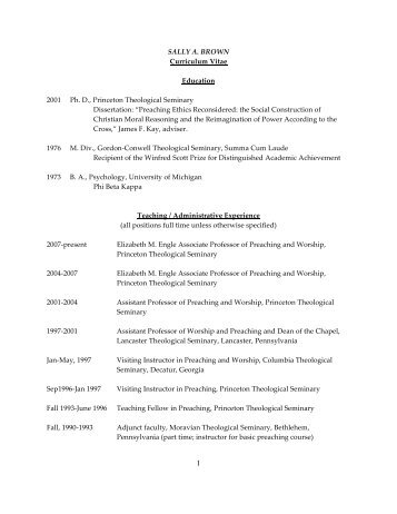 CV - Princeton Theological Seminary