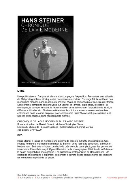 sur l'exposition Hans Steiner à Bulle - Memoriav