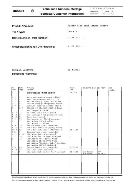 Bosch LSU-4.2 data sheet - Not2Fast