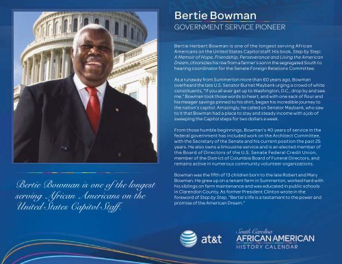 Bertie Bowman - South Carolina African American History Calendar