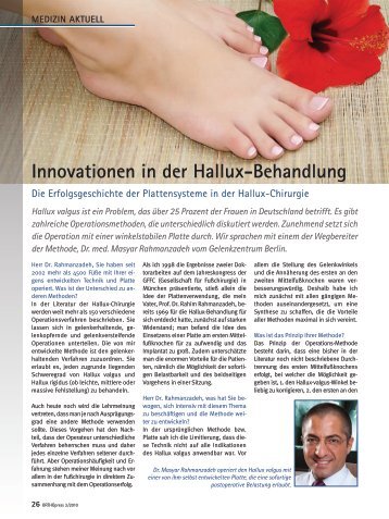 Innovationen in der Hallux-Behandlung - Gelenkzentrum Berlin