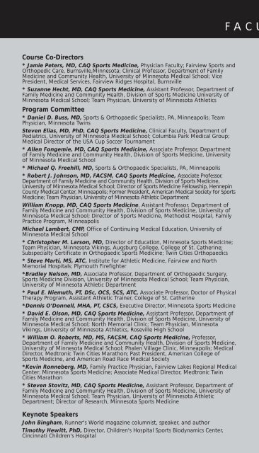 Sports Med Brochure 08 - University of Minnesota Continuing ...