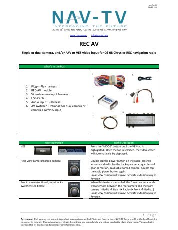 User and Installation Manual - Nav-TV