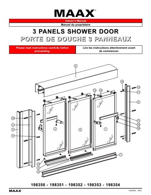 3 panels shower door porte de douche 3 panneaux - Maax