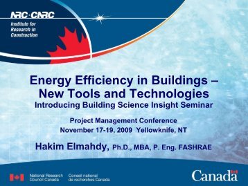 Energy Efficiency in Buildings â New Tools and Technologies