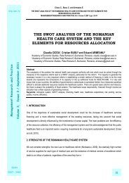 the swot analysis of the romanian health care system - Management ...