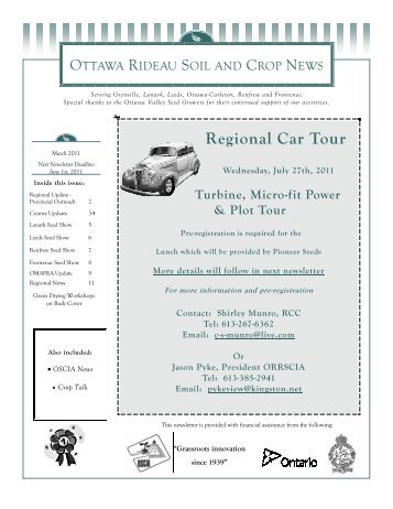 Regional Car Tour - Ontario Soil and Crop Improvement Association