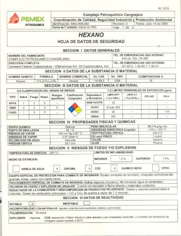 Hexano - Pemex PetroquÃ­mica