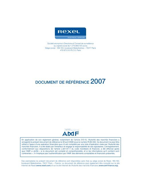 Document de rÃ©fÃ©rence 2007 - Rexel