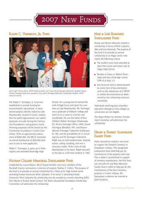 2007 Annual Report - Marshall County Community Foundation