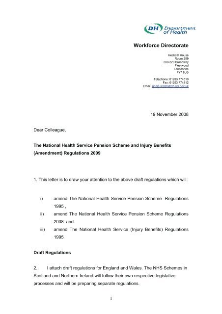 Nhs Pension Scheme Review Consultation On Draft Amendment
