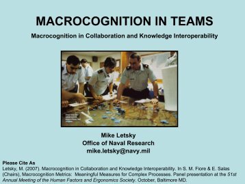 MACROCOGNITION IN TEAMS - Tpl.ucf.edu