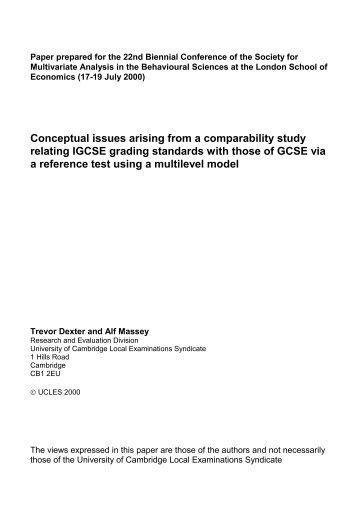 Conceptual issues arising from a comparability study - Cambridge ...