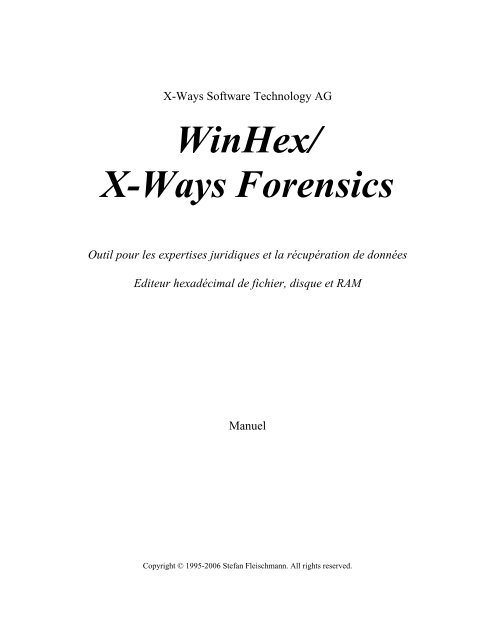 Manuel De Winhex X Ways Software Technology Ag