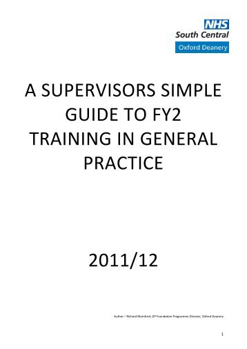 Supervisors guide to FY2 training - Oxford Deanery