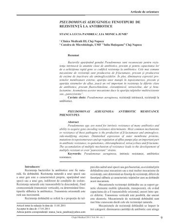 pseudomonas aeruginosa - Clujul Medical - Iuliu HaÅ£ieganu